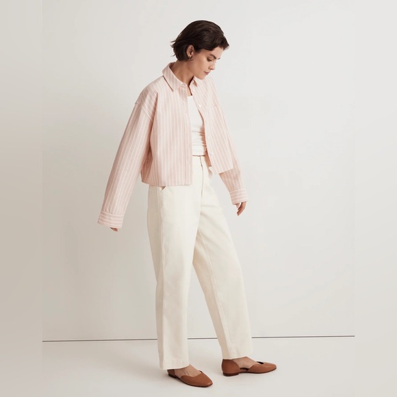 MADEWELL Oversized Signature Oxford Crop Shirt - Dusty Rose - Picture 2 of 11